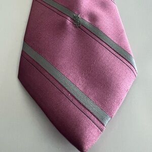 Yves Saint Laurent Pink and Gray Diagonal Striped Tie